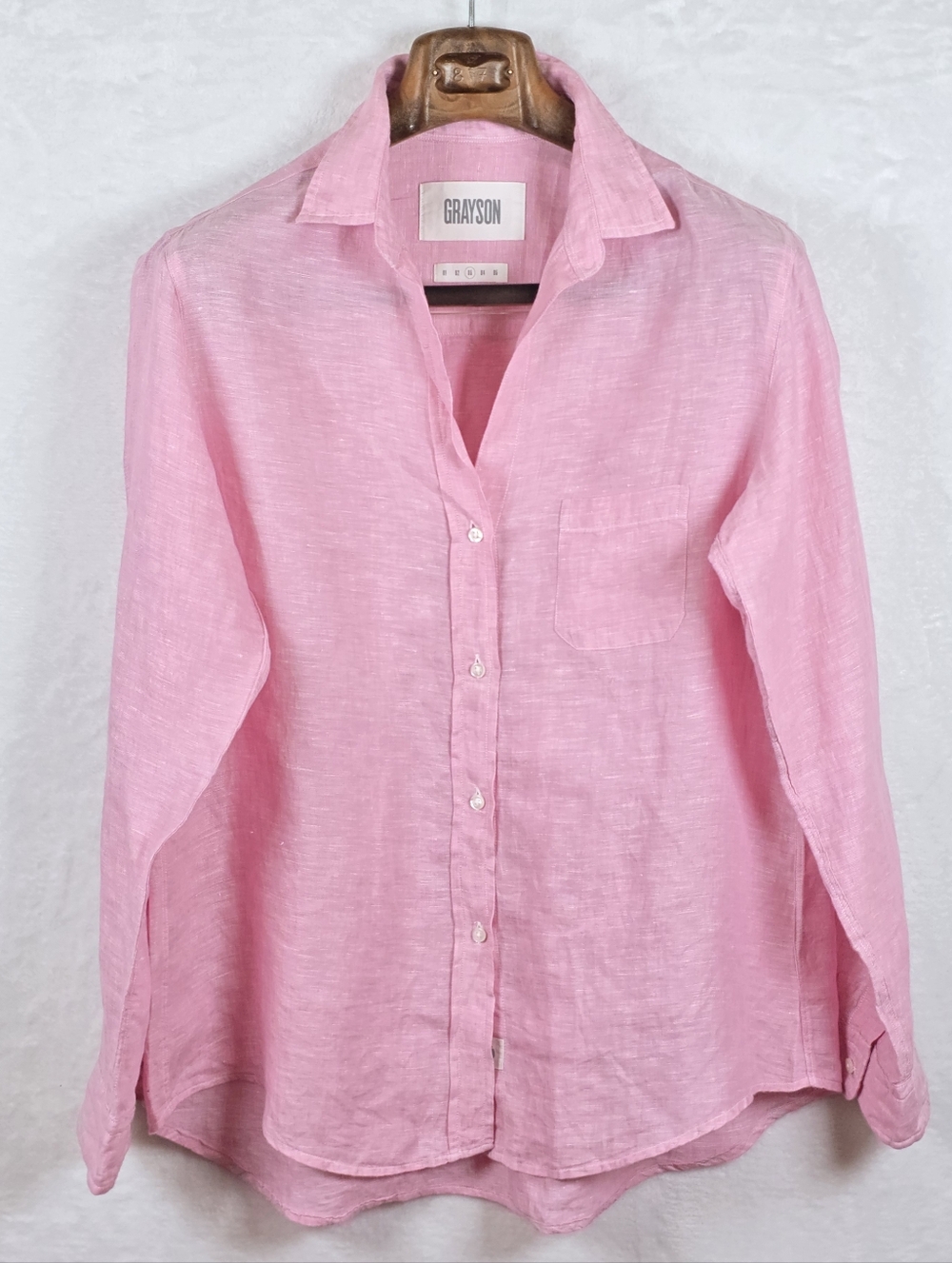 Grayson By Frank And Eileen The Hero 100% Linen Button Down Shirt Pink Sz 3/M - Picture 3 of 13